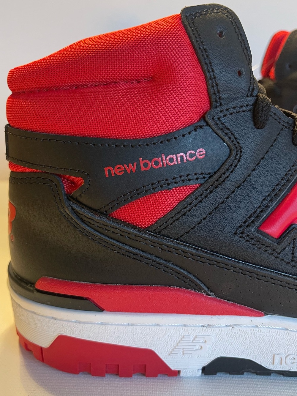 NWB NEW BALANCE 650R BLACK RED MENS 10 “BRED” BB650RBR PREMIUM LEATHER SNEAKER - Picture 5 of 17